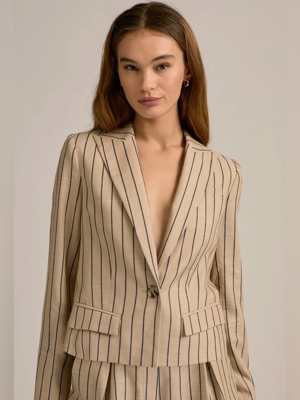 NWT Favorite Daughter The Miranda Blazer Beige Navy Stripe L